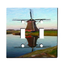Load image into Gallery viewer, Windmill Painting - Decor Double Switch Plate Cover Metal
