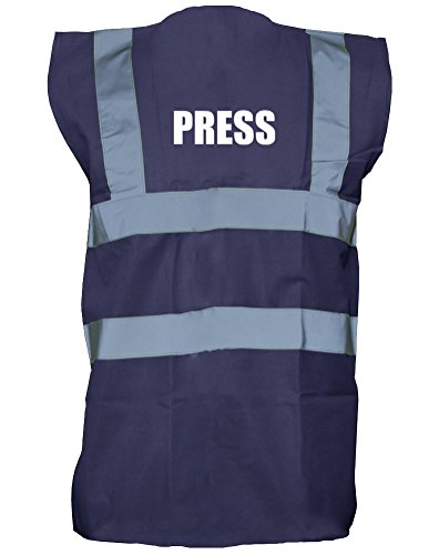 Press, Printed Hi-Vis Vest Waistcoat - Navy/White M