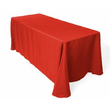 Load image into Gallery viewer, New Creations Fabric &amp; Foam Inc, 90&quot; Wide by 132&quot; Long Rectangular Polyester Poplin Tablecloth, Rounded Corners, Red
