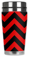 Mugzie brand Travel Mug with Insulated Wetsuit Cover - Red Chevron