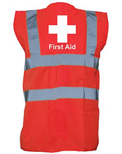 Load image into Gallery viewer, First Aid Cross, Printed Hi-Vis Vest Waistcoat - Red/White XL
