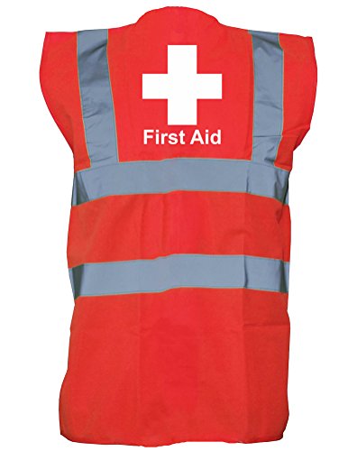 First Aid Cross, Printed Hi-Vis Vest Waistcoat - Red/White XL