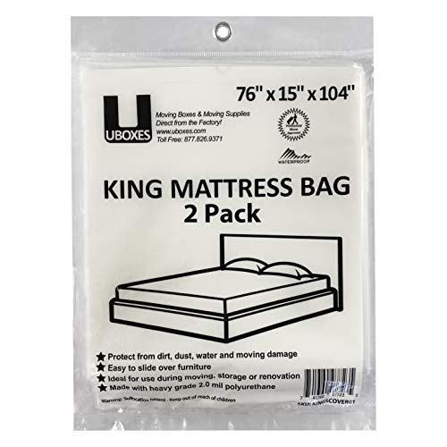 uBoxes King Mattress bags 2 Pack 76x15x104 Poly Bags Protective Moving Storage
