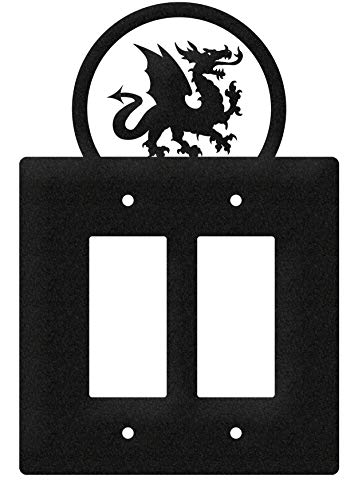 SWEN Products Dragon Wall Plate Cover (Double Rocker, Black)