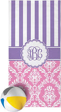 Load image into Gallery viewer, YouCustomizeIt Pink &amp; Purple Damask Beach Towel (Personalized)
