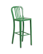 Load image into Gallery viewer, Offex 30&#39;&#39; High Metal Indoor Outdoor Barstool with Vertical Slat Back - Green
