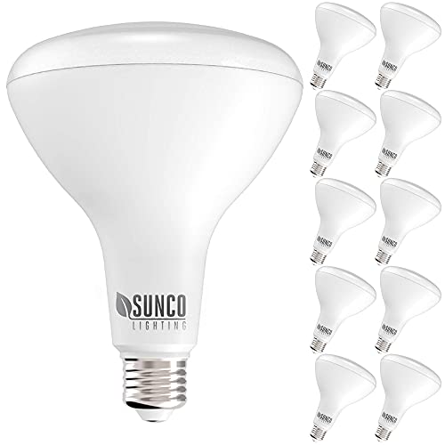 Sunco Lighting 10 Pack BR40 LED Bulb, 17W=100W, Dimmable, 3000K Warm White, 1400 LM, E26 Base, Indoor Flood Light for Cans - UL & Energy Star
