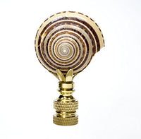Sun Dial Shell Lamp Finial with Polished Brass Base 3