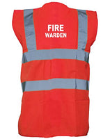 Fire Warden, Printed Hi-Vis Vest Waistcoat - Red/White M