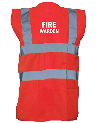 Fire Warden, Printed Hi-Vis Vest Waistcoat - Red/White XL