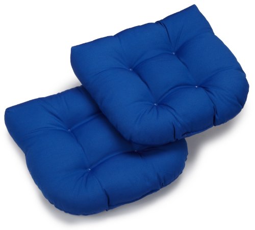 Blazing Needles Twill 19-Inch by 19-Inch by 5-Inch U-Shaped Cushions, Royal Blue, Set of 2