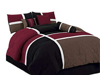 Chezmoi Collection 7 Piece Quilted Patchwork Comforter Set (California King, Burgundy/Brown/Black)