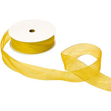 Load image into Gallery viewer, Jillson Roberts Bulk 1-1/2-Inch Sheer Ribbon, Yellow, 100 Yard Spool (BFR3212)
