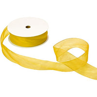 Jillson Roberts Bulk 1-1/2-Inch Sheer Ribbon, Yellow, 100 Yard Spool (BFR3212)