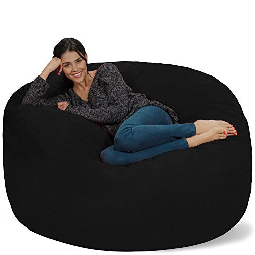 Chill Sack Bean Bag Chair: Giant 5' Memory Foam Furniture Bean Bag - Big Sofa with Soft Micro Fiber Cover - Black