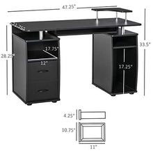 Load image into Gallery viewer, HOMCOM Home Office/Dorm Computer Desk with Elevated Shelf, Black
