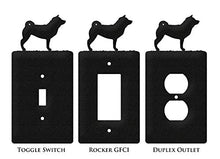 Load image into Gallery viewer, SWEN Products Shiba Inu Metal Wall Plate Cover (Double Switch, Black)
