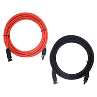1 Pair Black + Red 10AWG(6mm) Solar Panel Extension Cable Wire Connector Solar Adaptor Cable with Female and Male Connectors (20 FT-2)