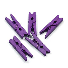 Load image into Gallery viewer, Topxome 100pcs Mini Colored Spring Wood Clips Clothes Photo Paper Peg Pin Clothespin Craft Clips Party Decoration(Purple)
