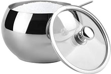 Load image into Gallery viewer, Koo K Large Sugar Bowl, Stainless Steel With Glass Lid, Includes Stainless Steel Spoon, Holds 2 Cups
