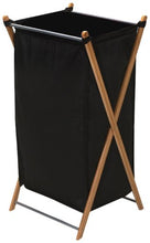 Load image into Gallery viewer, Household Essentials 6540-1 Collapsible Bamboo X-Frame Laundry Hamper | Bamboo Frame with Black Canvas Bag, Brown
