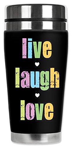 Mugzie MAX - 20-Ounce Stainless Steel Travel Mug with Insulated Wetsuit Cover - Live, Laugh, Love