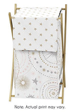 Load image into Gallery viewer, Blush Pink, Gold, Grey and White Star and Moon Baby Kid Clothes Laundry Hamper for Celestial Collection by Sweet Jojo Designs
