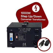 Load image into Gallery viewer, LiteFuze LT Series 1000 Watt Voltage Converter Transformer Step Up/Down - 110v to 220v / 220v to 110v Power Converter - Fully Grounded Cord - Universal Socket, CE Certified [5-Years Warranty]
