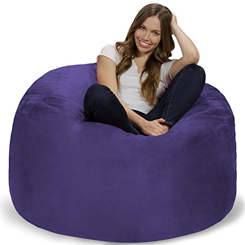 Chill Sack Bean Bag Chair: Giant 4' Memory Foam Furniture Bean Bag - Big Sofa with Soft Micro Fiber Cover - Purple