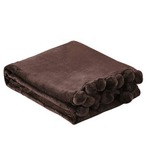 Load image into Gallery viewer, Home Soft Things Pompom Bed Couch Throw Blanket, 50&#39;&#39; x 60&#39;&#39;, Chocolate, Fuzzy Soft Comfy Warm Decorative Throw Blanket for Living Room Bedroom Suitable for All Seasons
