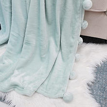 Load image into Gallery viewer, Home Soft Things Pompom Bed Couch Throw Blanket, 50&#39;&#39; x 60&#39;&#39;, Harbor Blue, Fuzzy Soft Comfy Warm Decorative Throw Blanket for Living Room Bedroom Suitable for All Seasons
