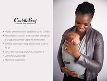 Load image into Gallery viewer, CuddleBug Baby Wrap Sling + Carrier - Newborns &amp; Toddlers up to 36 lbs - Hands Free - Gentle, Stretch Fabric - Ideal for Baby Showers - One Size Fits All (Grey)

