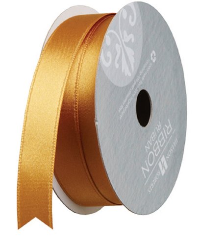 Jillson Roberts 5/8-Inch Double Faced Satin Ribbon Available in 21 Colors, Gold, 6 Spool-Count (FR0915)