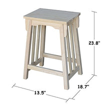 Load image into Gallery viewer, International Concepts 24-Inch Mission Counter Height Stool, Unfinished
