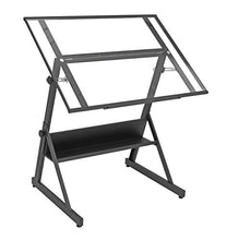 Load image into Gallery viewer, Studio Designs 13346 Solano Adjustable Height Drafting Table, Charcoal/Clear Glass
