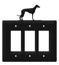 Load image into Gallery viewer, SWEN Products Whippet Metal Wall Plate Cover (Triple Rocker, Black)
