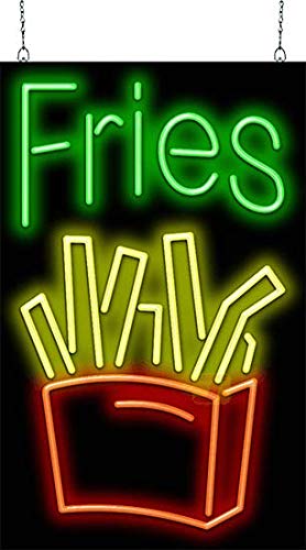 Fries Neon Sign with French Fries Graphic