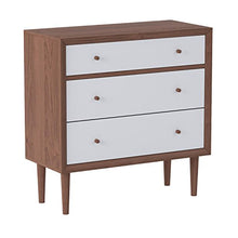 Load image into Gallery viewer, Baxton Furniture Studios Harlow Mid-Century Wood 3 Drawer Chest, Medium, White and Walnut
