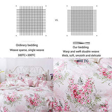 Load image into Gallery viewer, FADFAY Shabby Floral Bedding Girls Duvet Cover Set for Twin Size Bed Cover Pink Rose Bed Set Flower Princess &amp; Chic Dust Ruffle Premium 100% Cotton Floral Bed Skirt 4 Pieces, No Comforter
