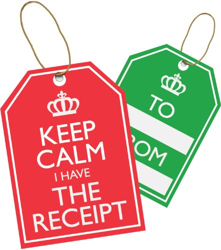 Jillson Roberts Christmas String-Tie Gift Tags, Keep Calm, 24-Count