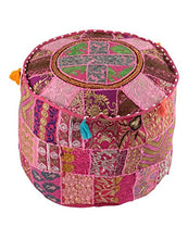 Load image into Gallery viewer, NANDNANDINI-Indian Vintage Patchwork Ottoman Pouf, Indian Living Room Pouf, Foot Stool, Round Ottoman Cover Pouf, Floor Pillow Ottoman Poof,Traditional Indian Home Decor Cotton Cushion Ottoman Cover
