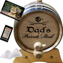 Load image into Gallery viewer, 1 Liter Engraved American Oak Aging Barrel - Design 010: Dad&#39;s Private Stock
