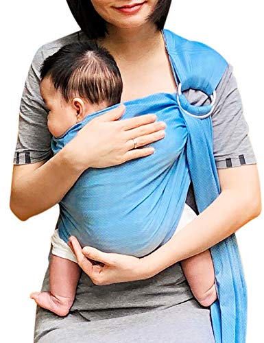 Vlokup Baby Water Ring Sling Carrier | Lightweight Breathable Mesh Baby Wrap for Infant, Newborn, Kids and Toddlers | Perfect for Summer, Swimming, Pool, Beach | Great for Dad Too Lakeblue