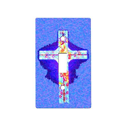 Cross Stain Glass Pointilism - Decor Single Switch Plate Cover Metal