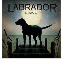 Load image into Gallery viewer, GREATBIGCANVAS Entitled Moonrise Black Dog - Labrador Lake Poster Print, 48&quot; x 48&quot;, Multicolor
