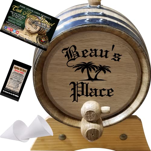 1 Liter Personalized American Oak Aging Barrel - Design 024: Your Place