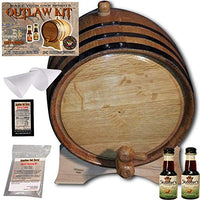 Barrel Aged Whiskey Making Kit - Create Your Own Single Malt Whisky - The Outlaw Kit from Skeeter's Reserve Outlaw Gear - MADE BY American Oak Barrel (Natural Oak, Black Hoops, 2 Liter)
