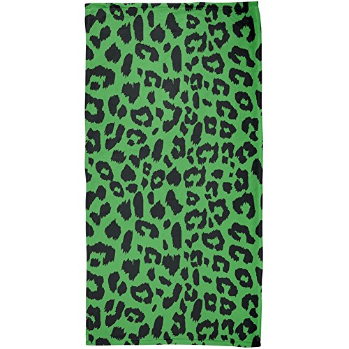 Green Cheetah Print All Over Beach Towel