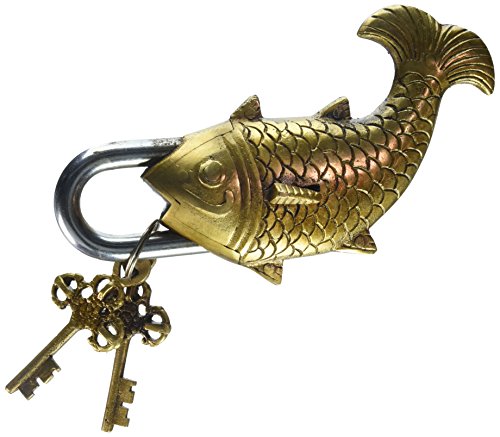 Antique Style Fish Type Padlock - Lock with Key - Brass Made - Padlock