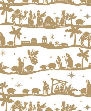 Christmas Gold Nativity Gift Wrap Roll - 24
